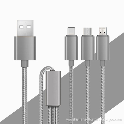 Yijiashishang 3 in 1 usb cable for iphone  micro type c mobile phone accessories three in one cables